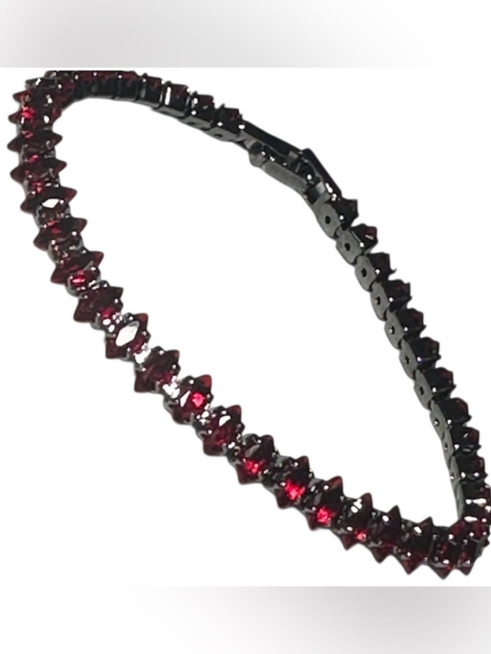 Bracelet Tennis 6.75” Red Rhinestones Hypoallergenic Treated